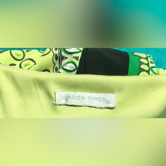 London Times black,green,paisley empire waist mini dress-Size 6-EUC. SUMMER FUN - Picture 8 of 13